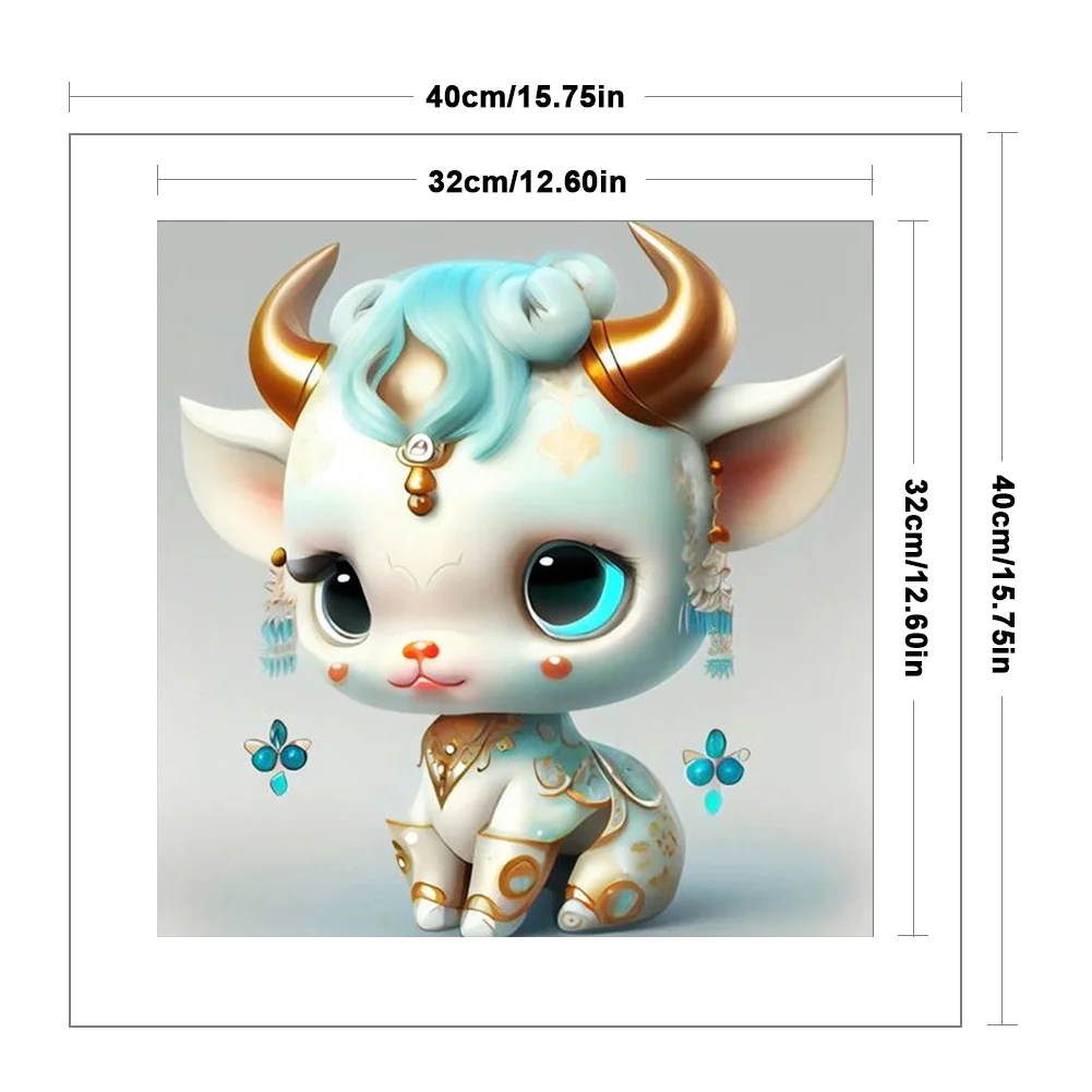 11CT Full Stamped&nbsp;Cross Stitch - Zodiac Ox(Canvas|40*40CM)