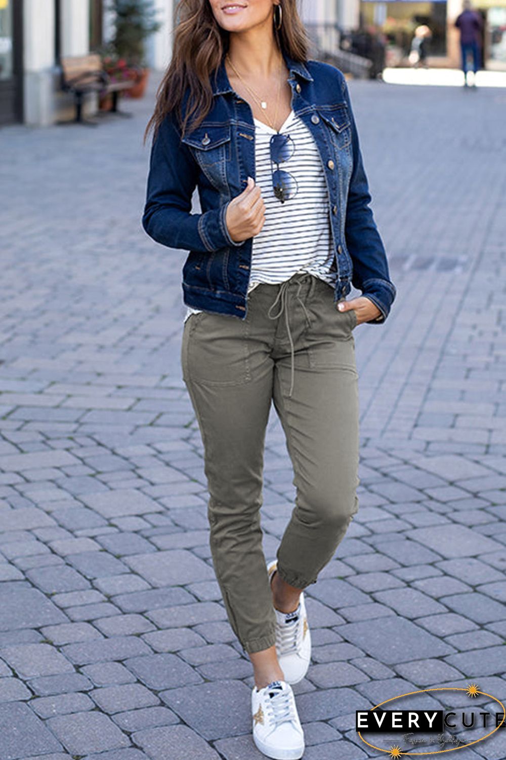 Green Slim Fit Pocketed Twill Jogger Pants