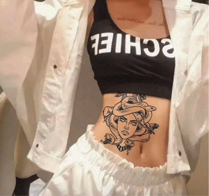 Medusa Juice Lasting Ink Tattoos Body Art Waterproof Temporary Tattoo Sticker Snake Lady Tatoo Arm Fake Tatto Tatoo Flash Decal