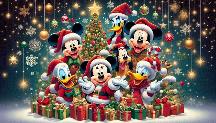 Partial AB Drill-Disney Christmas Party-Full Round Diamond Painting-65*40cm(Canvas)