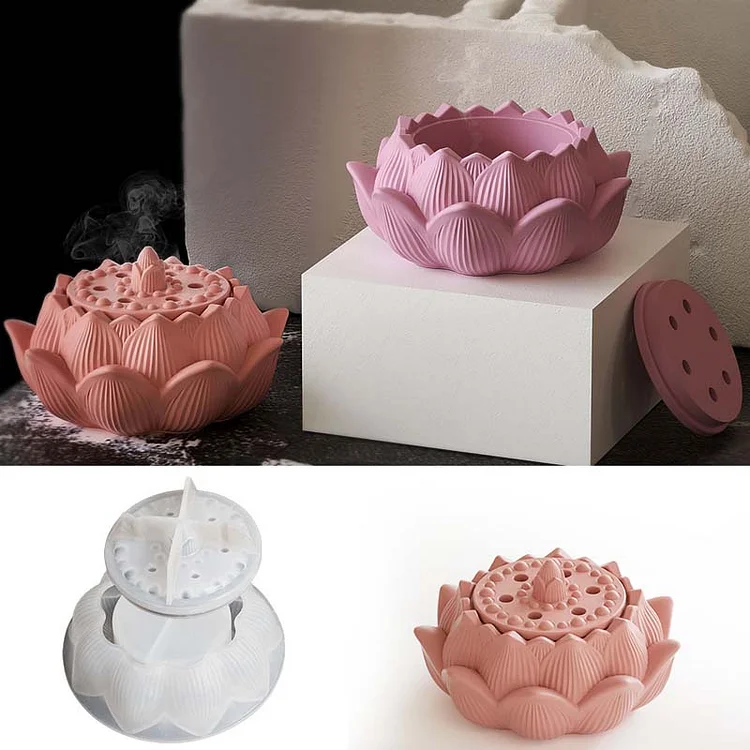 Lotus Flower Incense Burner Silicone Molds Set CrazyMold