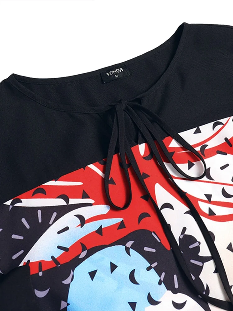 Summer Long Maxi Dress Women Bohemian Floral Printed Sundress 2022 VONDA Vintage Flare Sleeve Floor-Length Vestido Robe Longue