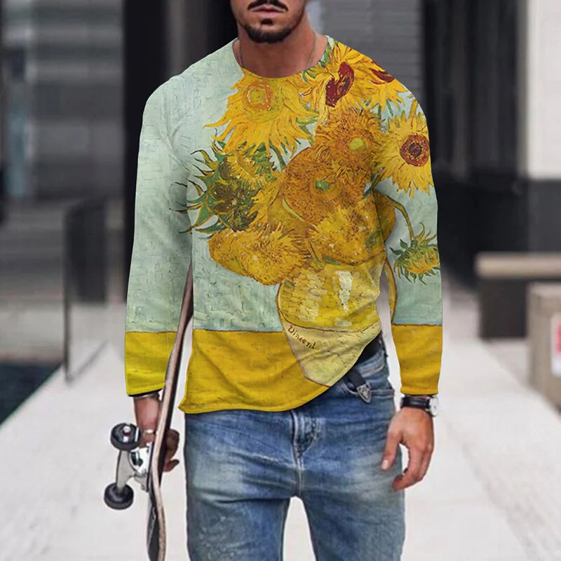 Van Gogh Sunflower Oil Painting Long Sleeve T-Shirt