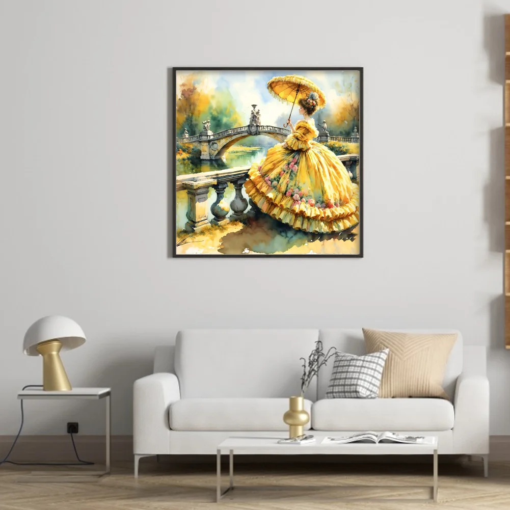 11CT Full Stamped Cross Stitch - Vintage Lady(Canvas|50*50CM)