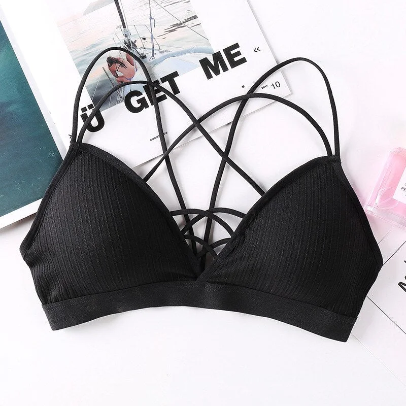 Sexy elastic rally bra push chest bra summer anti-glare Korean version wild steel tube bra sexy no steel ring bra