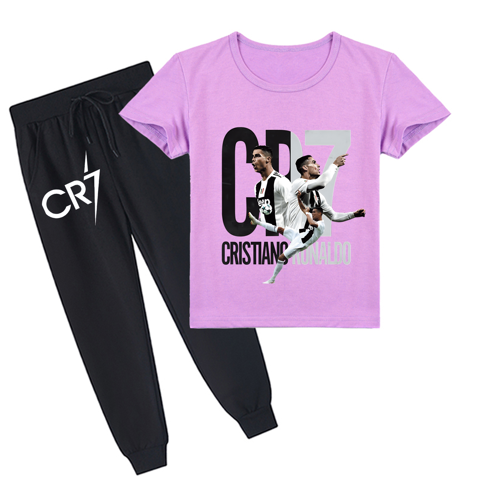 Mayoulove Kid's Cristiano Ronaldo Short Sleeve T-Shirt Set - Trendy Soccer Gear for Boys  Girls - Cool Sportswear-Mayoulove