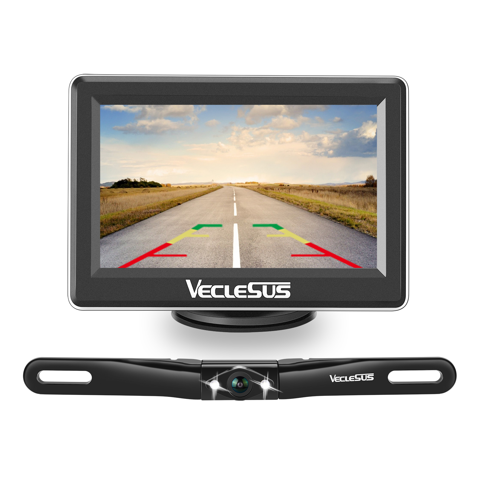 VECLESUS VM1 4.3 Inch Wired Backup Camera System 4.3” Car Monitor with Waterproof Night Vision HD Backup Camera for Cars, Pickups, SUVs, Vans, Sedans, Trucks VECLESUS GING