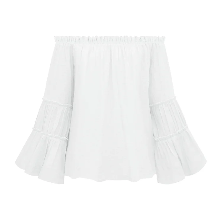 Loose Solid Color Flare Sleeve T-Shirt - yankia