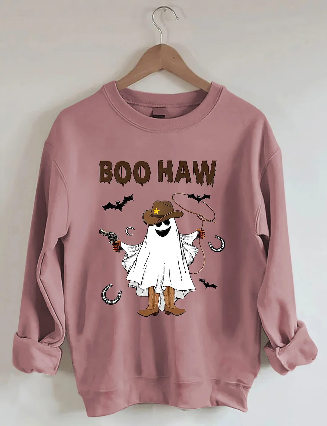 Halloween BOO Haw Western Cowboy Ghost Sweatshirt