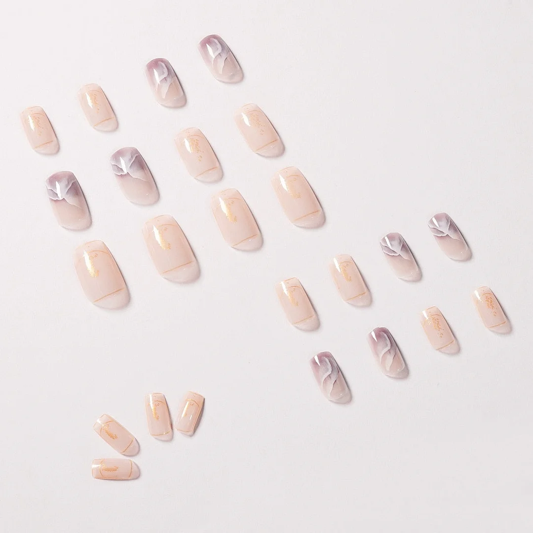 24pcs temperament Fake Nails Full cover Fake Nails Glue DIY Manicure Nail Art Tools-Nail Inspo