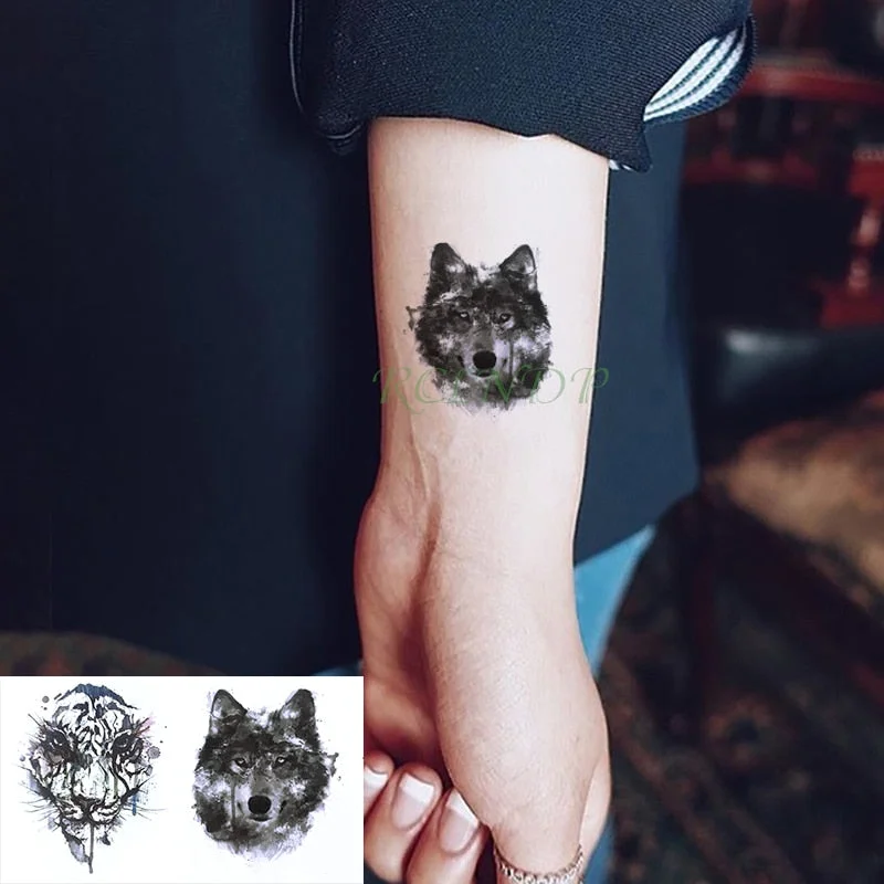 Waterproof Temporary Tattoo Siberia forest bear tree bird fox owl wolf whale tatto flash tatoo fake for girl women men 7
