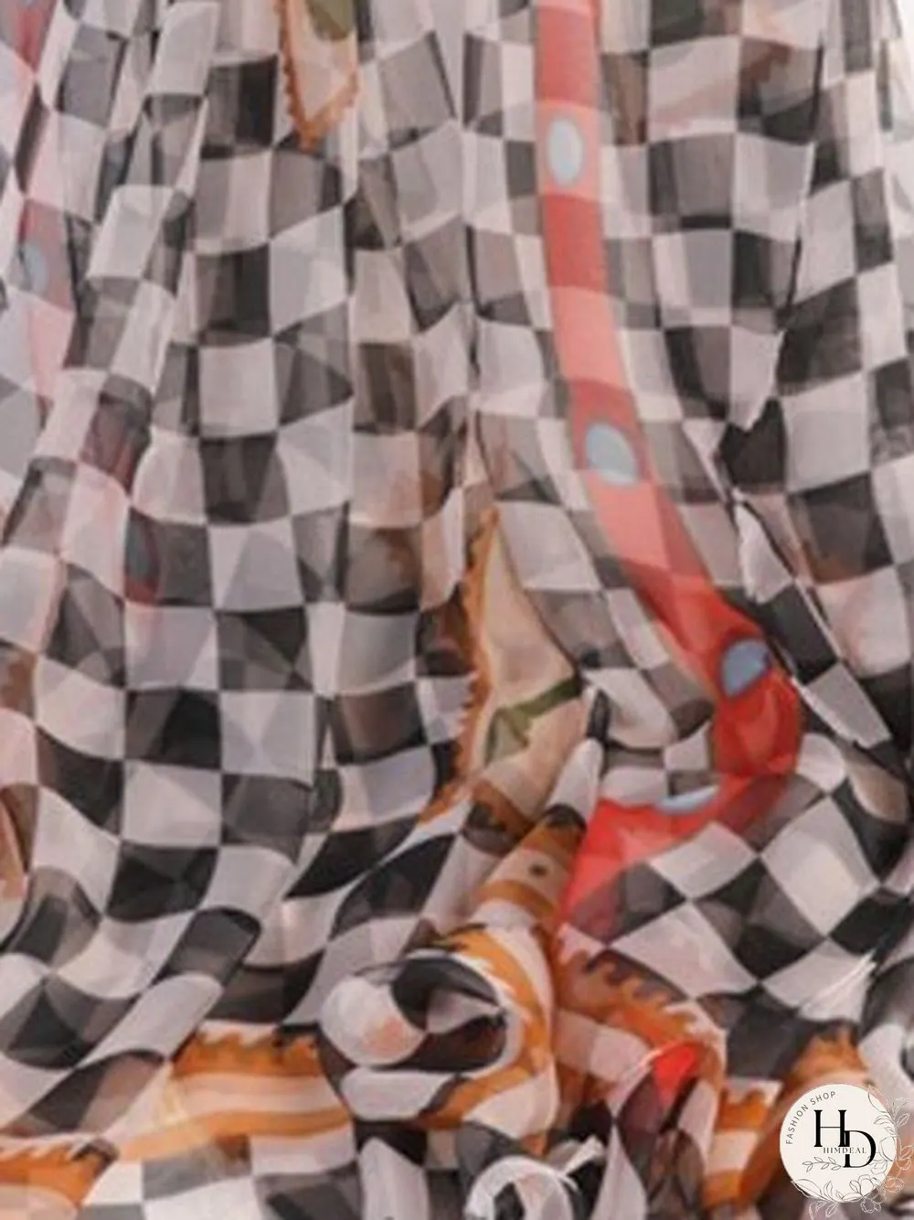 Bali Black and White Contrast Plaid Silk Scarf