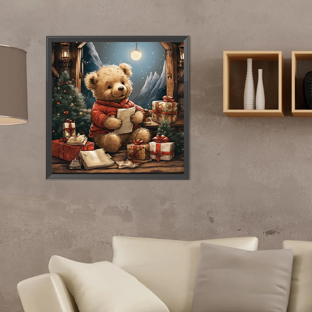 Diamond Painting - Full Round Drill - Christmas Eve Bear(Canvas|40*40cm)
