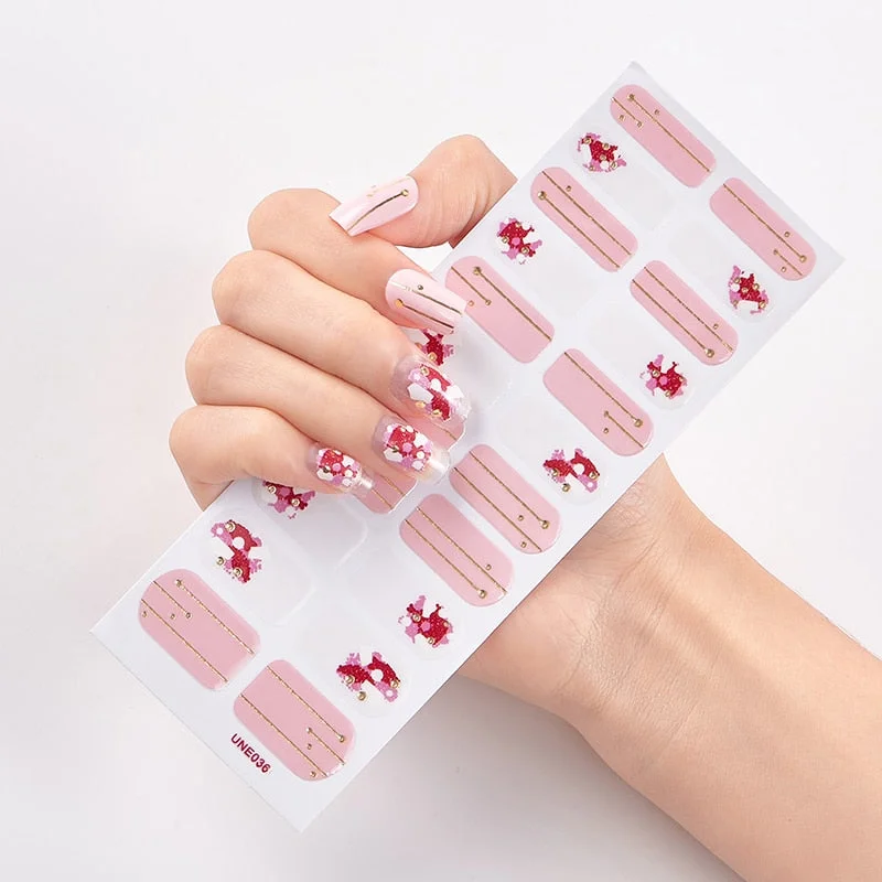 22 Tips/Sheet Solid And Patterned Nails Nail Decoration Nail Stickers Adhesive Nail Wraps DIY Nails Sticker Designer Nail Tape
