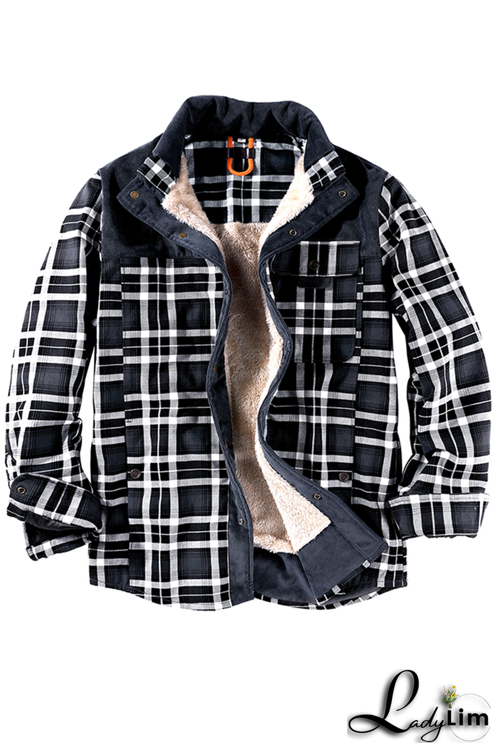 Dark Green Casual Plaid Split Joint Buckle Turndown Collar Outerwear