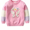 Kid Girl Delight Crew Neck Butterfly Embroidery Sweater Top