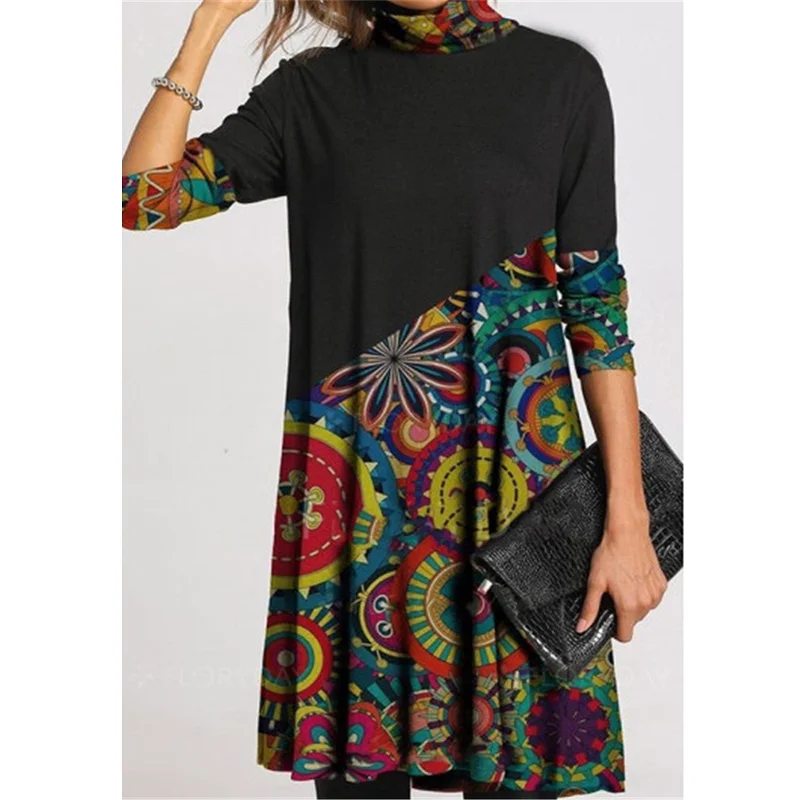 Casual Stitching Printed Dress