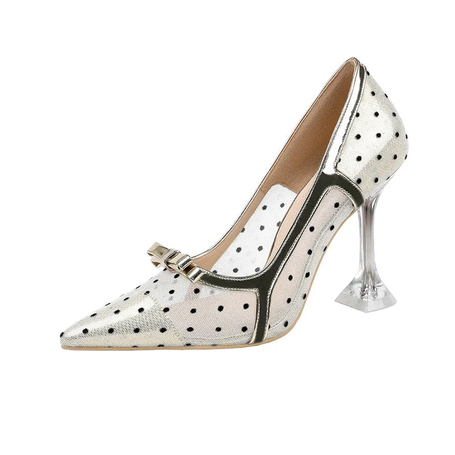 Comemore New Clear Heels for Women Sweet Elegant Dress Pumps Womens Stiletto High Heel Girl Fashion Summer Shoes Woman Bow 2022