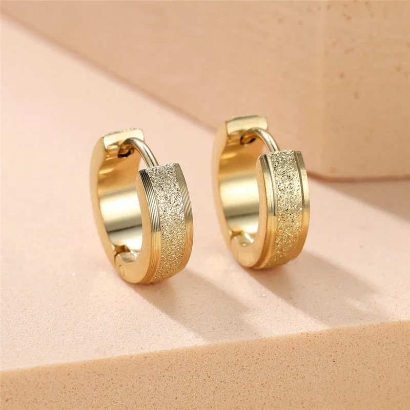 Luxury Female Crystal Drop Earrings Simple Hoop Earrings Yellow Gold Color Wedding Earrings For Women