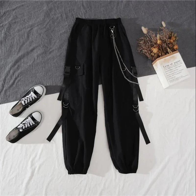 Woherb Autumn Female Loose long-sleeved shirt +knitted sweater+Chain Cargo Pants cashmere overalls three-piece Suit