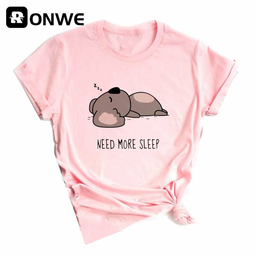 Lazy Sleep Koala Need More Sleep Funny Women T-shirt Girl Vintage Tops Tee Female Harajuku Clothing Streetwear,Drop Ship