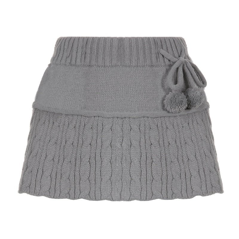 Rapcopter y2k Knitted Mini Skirts Lace Up Fur Cute Sweet Pencil Skirts Twist Skinny Low Waisted Short Women Skirts Autumn Chic