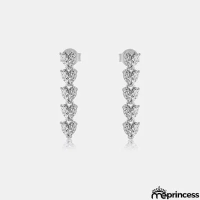 Inlaid Heart Zircon 925 Sterling Silver Drop Earrings