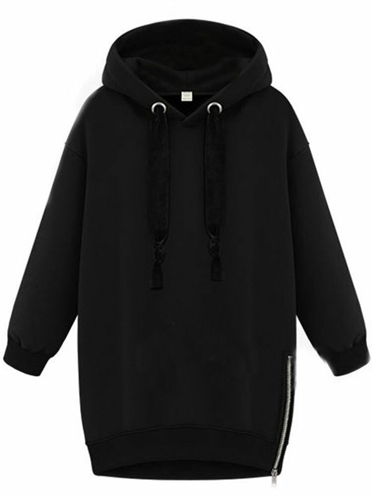Sports Drawstring Hooded Long Sleeve Solid Women Pullover Casual Hoodies - Life is Beautiful for You - SheChoic