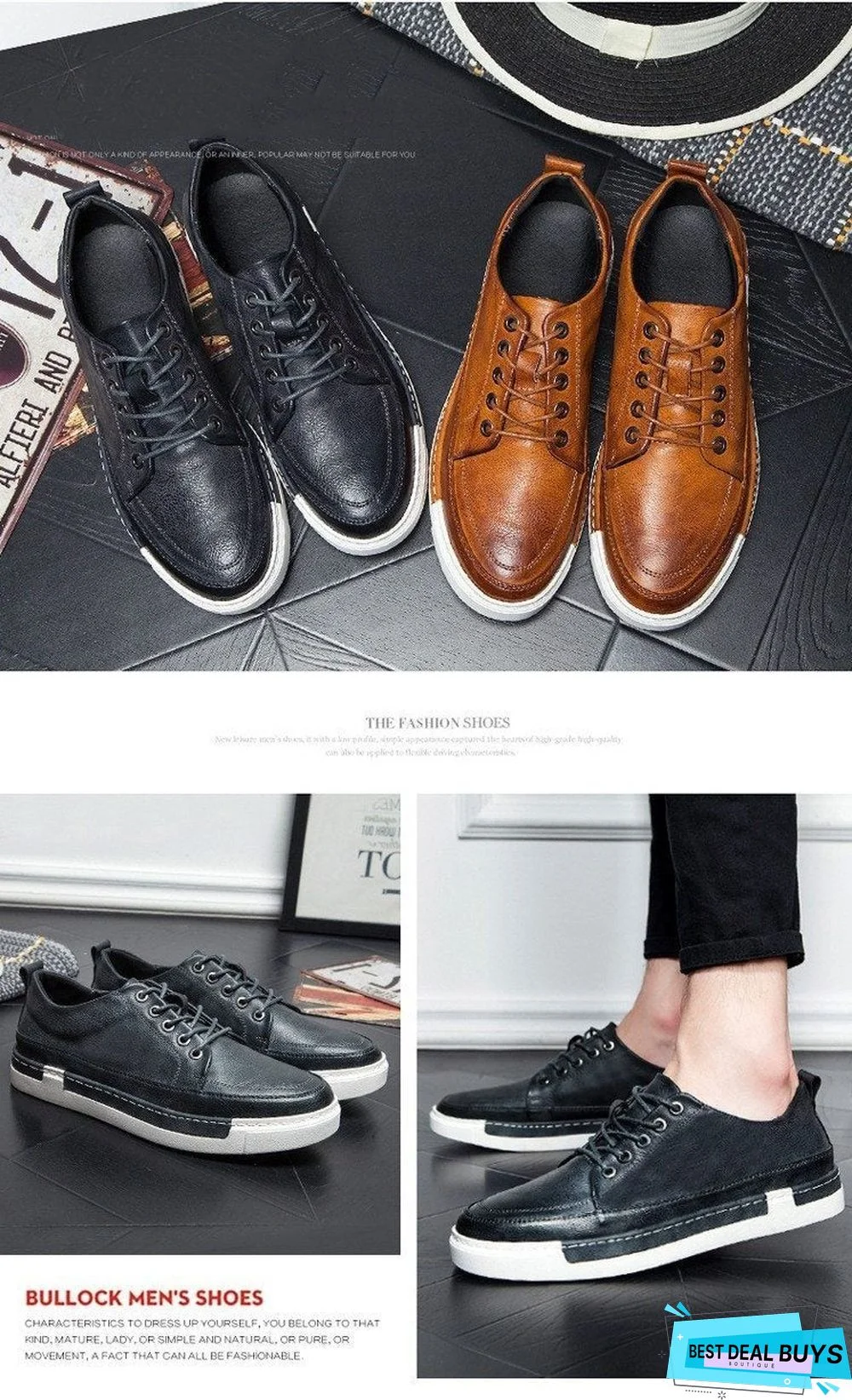 Casual Shoes Men Fashion Vintage Shoes Brown Brand Male Shoes Genuine Leather Men's Leisure Shoes
