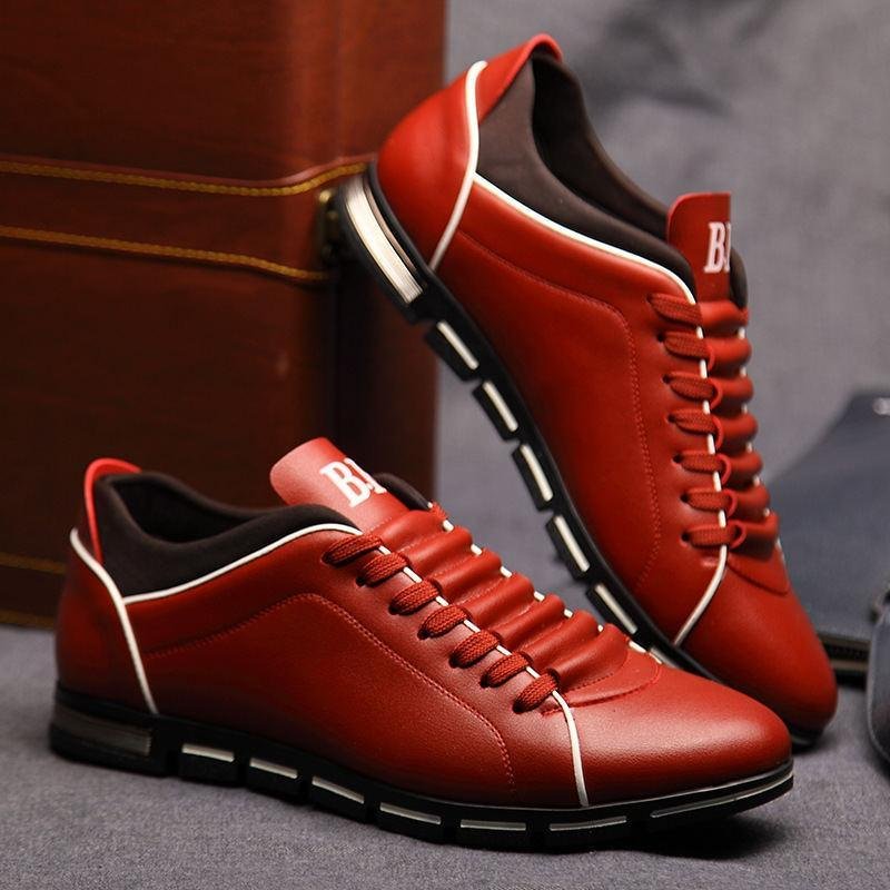 Men's Casual British Style Flats PU Leather Lace Up Oxford Shoes