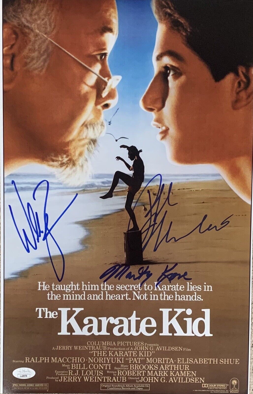 Ralph Macchio, William Zabka, Marty Kove Autographed 11x17 Karate Kid Poster JSA