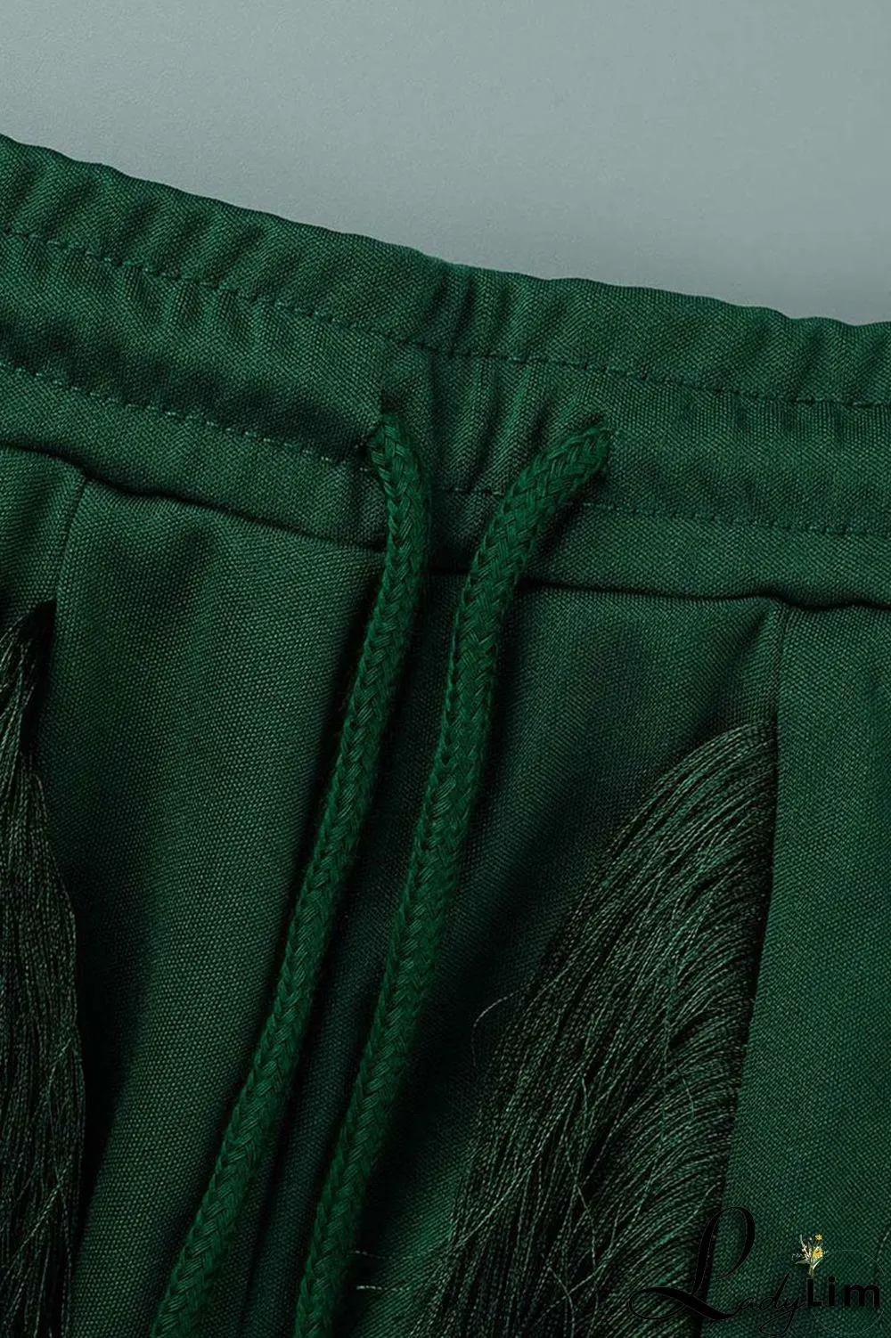 Black Casual Solid Tassel Patchwork O Neck Sleeveless Two Pieces