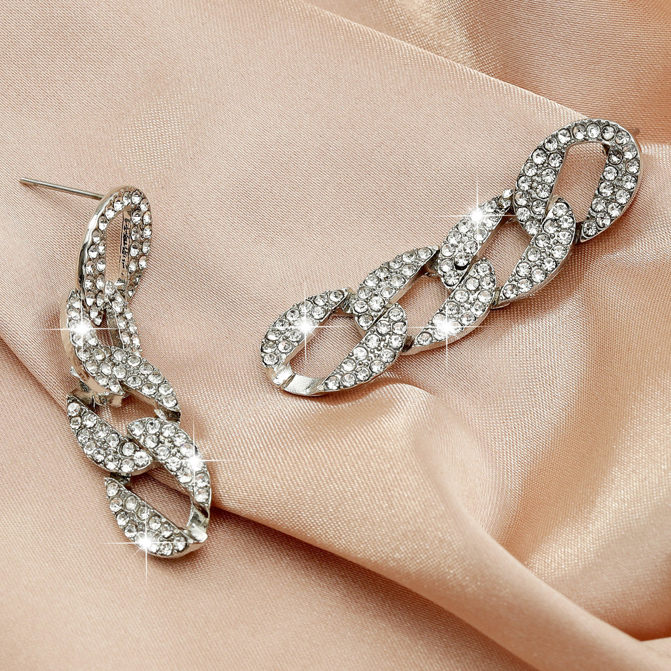 Chain Zirconia Gold-Plated Earrings