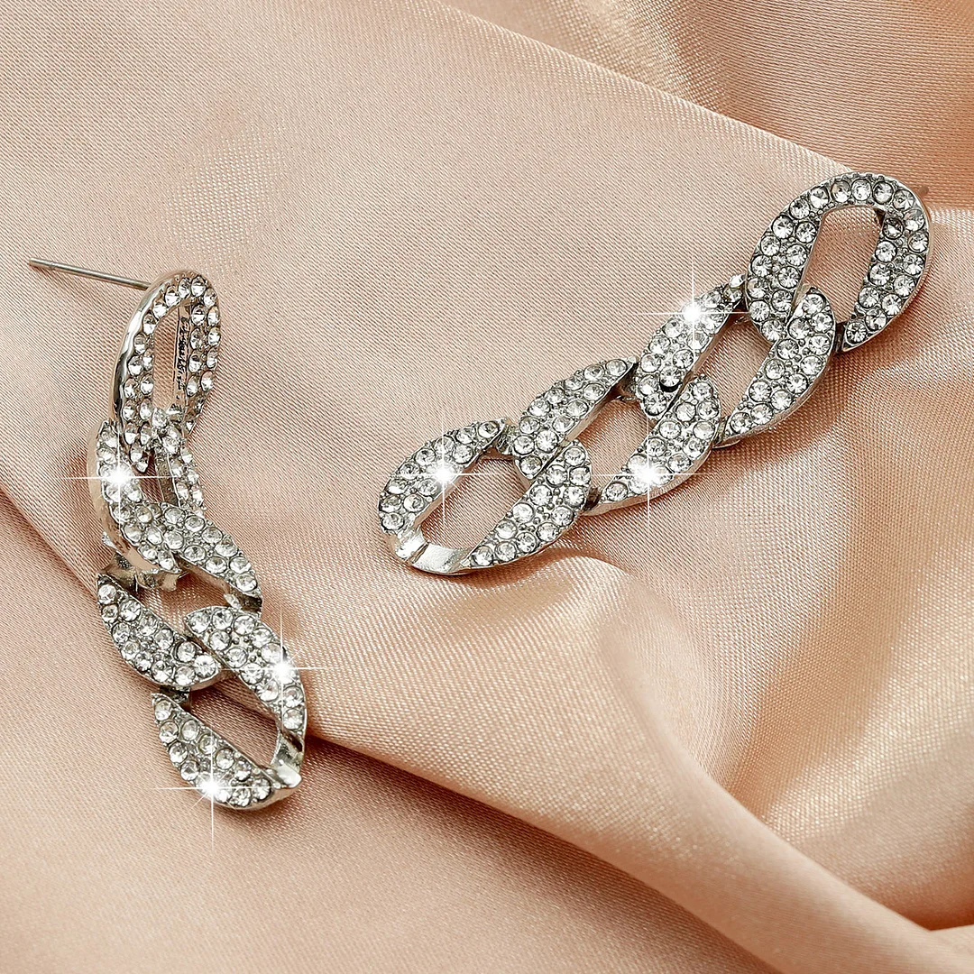 Chain Zirconia Gold-Plated Earrings