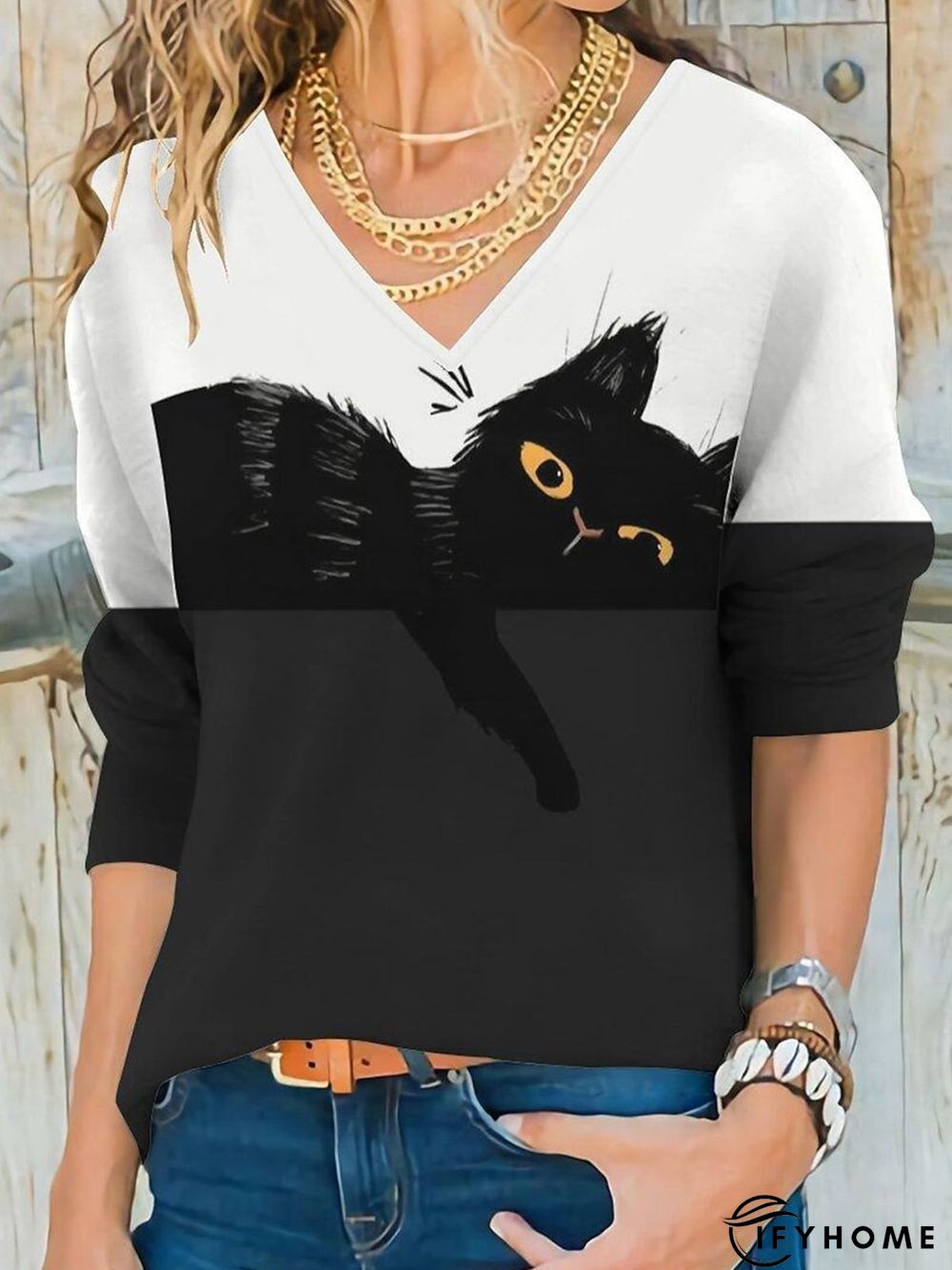 Animal Cat Casual Loose Jersey T-Shirt | IFYHOME