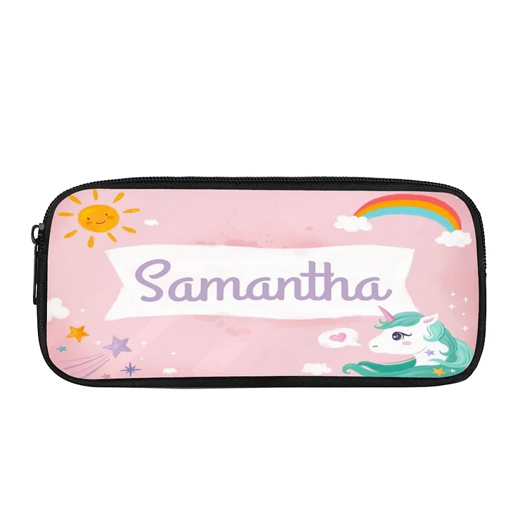 Personalized Cute Pink Unicorn Pencil Case, Customized Name Pen Case For Kids, Back To School Gift