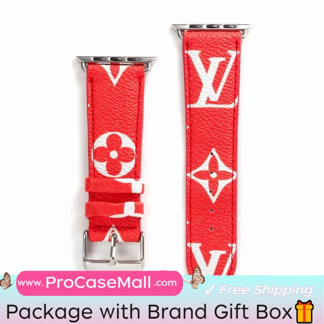 Classic LV Monogram Leather Checkerboard Canvas Apple Watch Strap