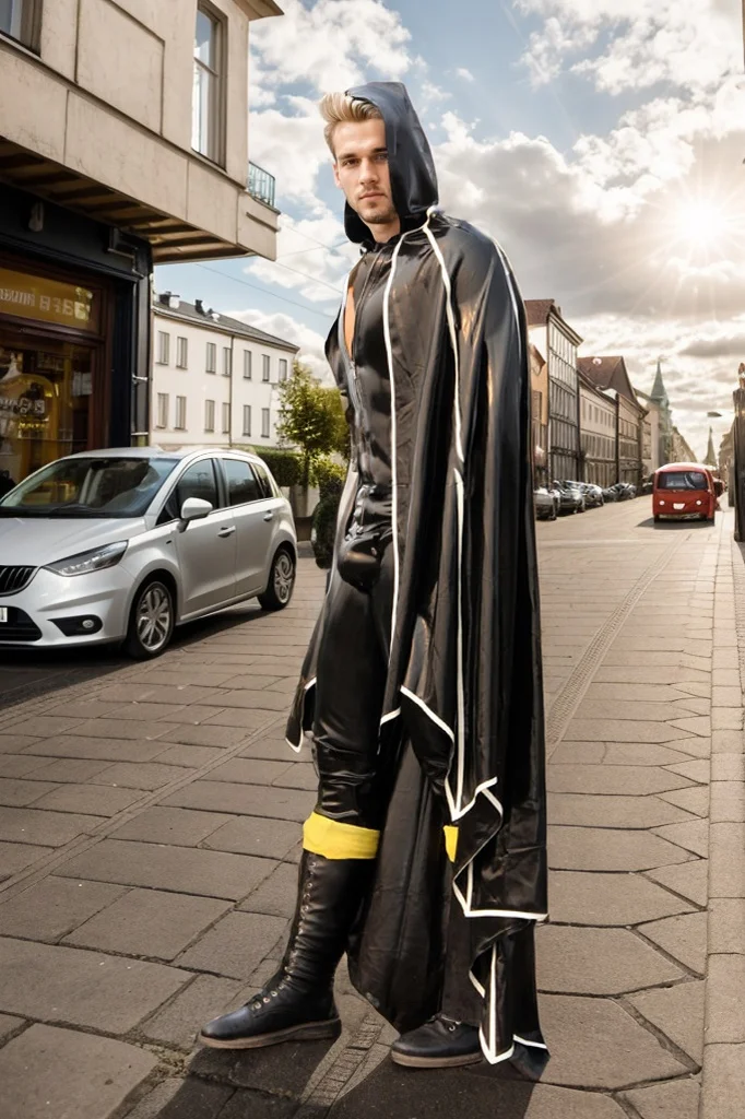 Men's latex cape Batwing Dramatic Ankle-Length