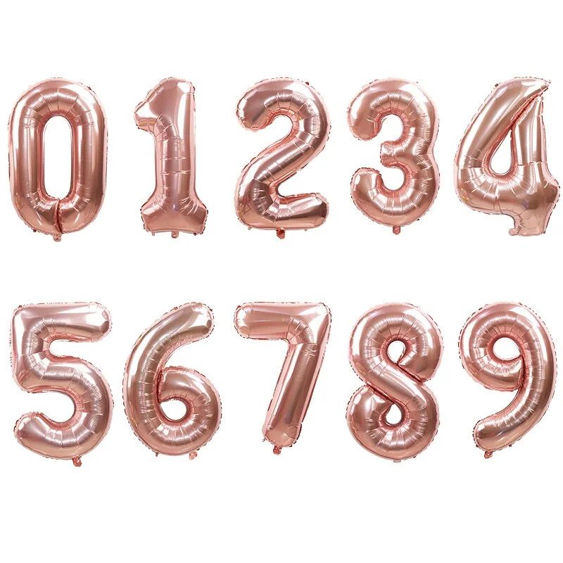 32/40 Inch Rose Gold Silver Number Foil Balloons Large Helium Globos Birthday Party Wedding Decorations Digit Figure balloon