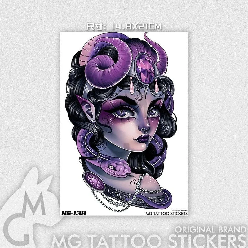 Japanese Dark Comics Evil Kawakami Tomie Double-sided Girl Waterproof Temporary Fake Tattoo Sticker Sleeve Anime Tattoo