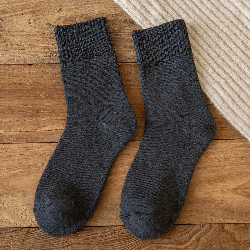 FINETOO 1 Pair Winter's Socks Solid Color Thicken Terry Socks Female Unisex Socks Fashion Letter Print Ankle Socks Keep Warm