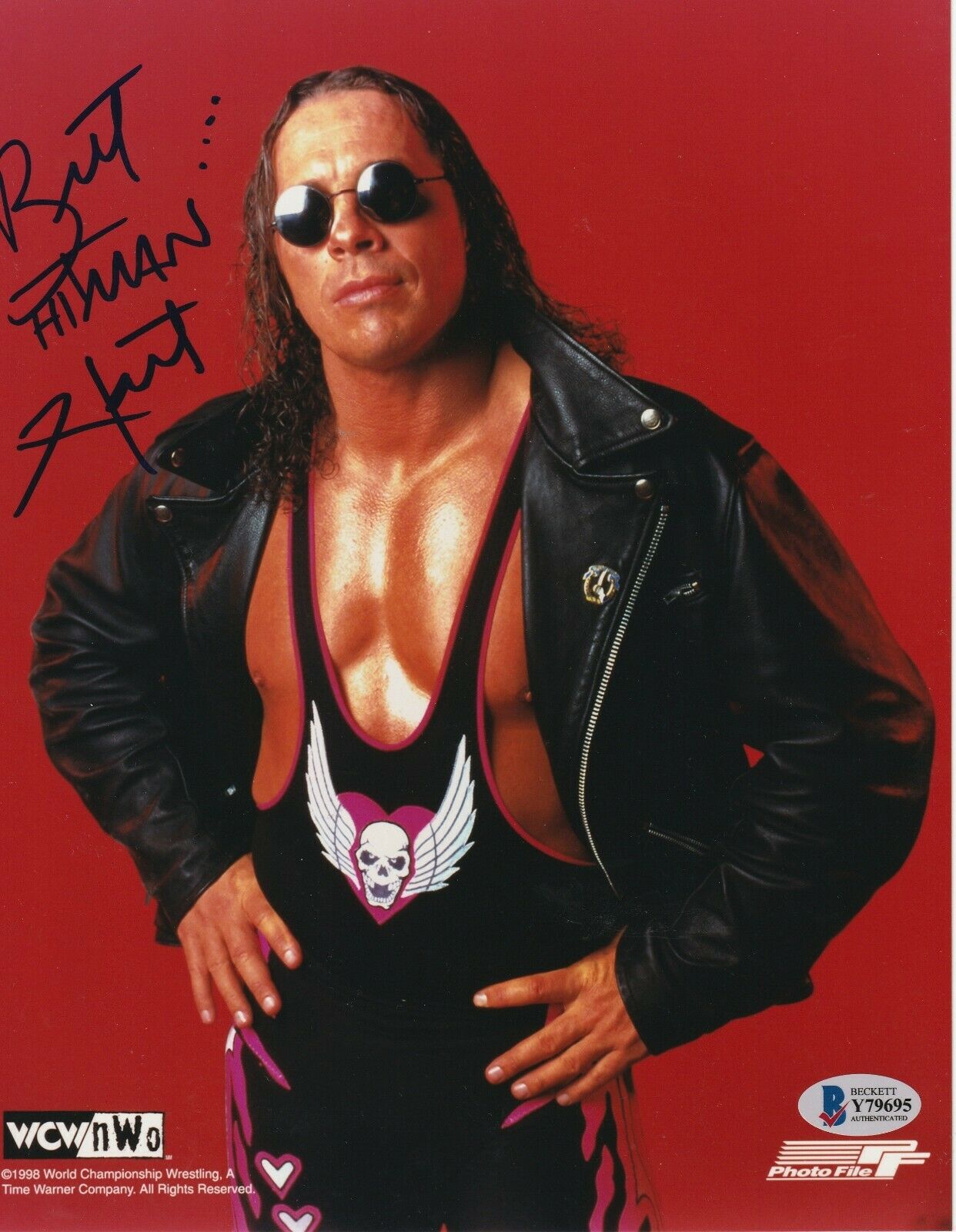 BRET HITMAN HART Signed WCW 8X10 Photo Poster painting w/ Beckett COA