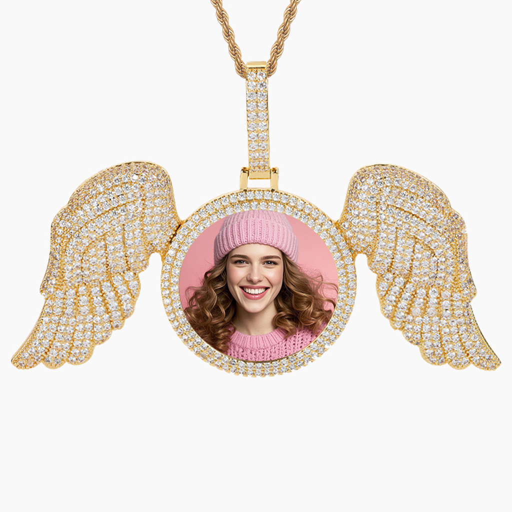 Gold Angel Wings Heart Pendant