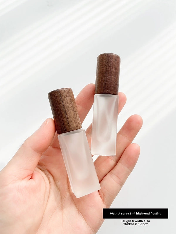 Perfume Sub-bottle High-end Portable 10 Ml Small Sample Bottle Press Bottle Glass Spray Replacement Bottle Wooden Lid Empty Bottle