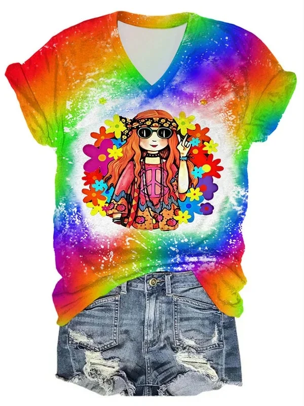 Trendy Tie-Dye Print Short-Sleeved T-Shirt