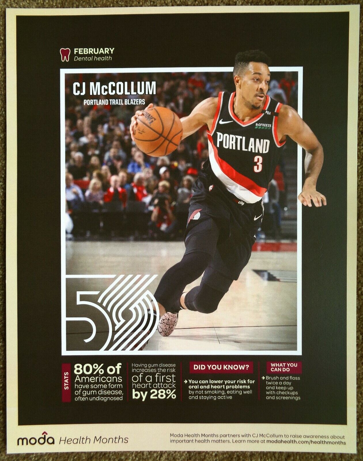 CJ McCOLLUM 2020 February POSTER 4 of 5 Blazers Handout Portland Trailblazer SGA