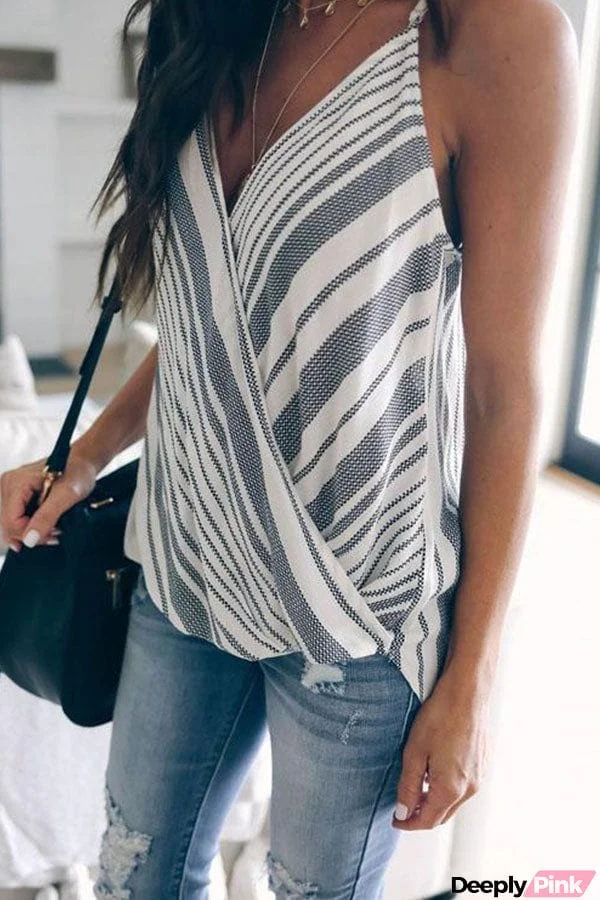 Diagonal Stripes Cross Cami Top