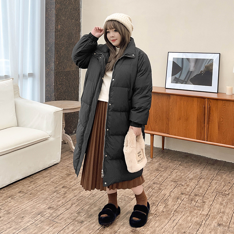 Winter Duck Down Coat for Women: Elegant Long Collar,  Plus-Size Warmth