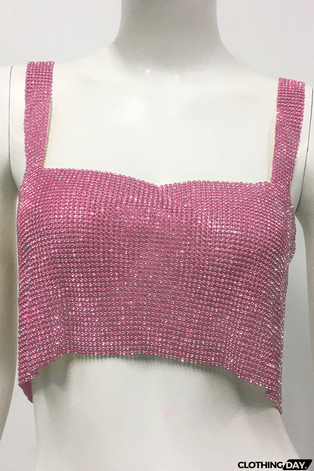 Rhinestone Square Neck Tank Top