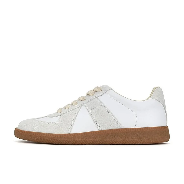 White Leather Low Top Sneakers Shoes